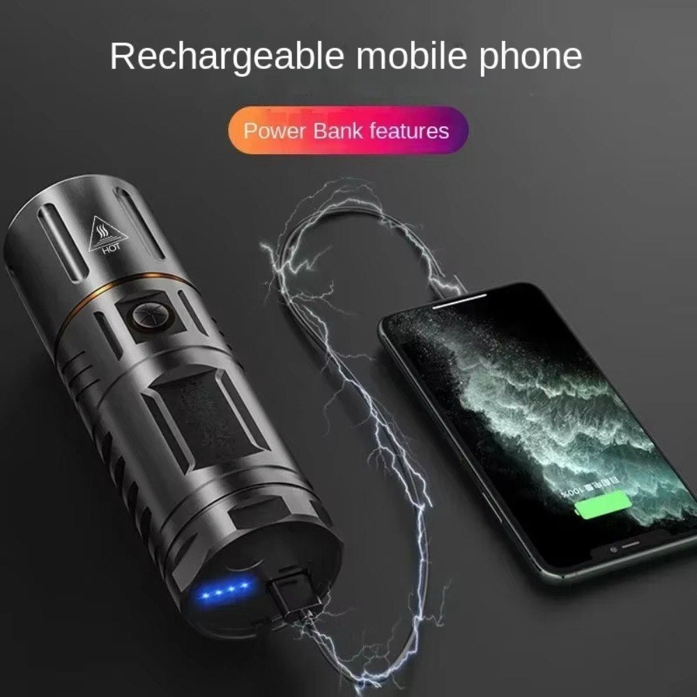 LINTERNA TACTICA LED RECARGABLE USB ZOOM