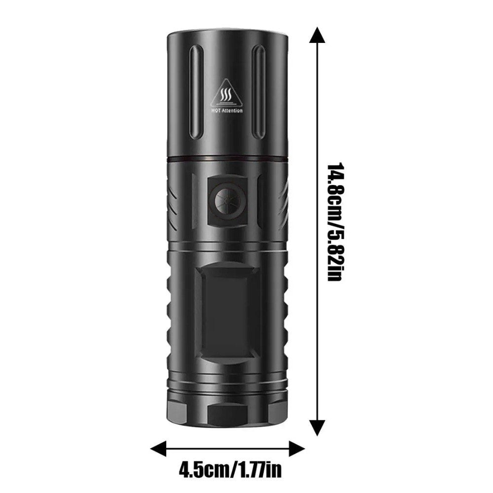 LINTERNA TACTICA LED RECARGABLE USB ZOOM