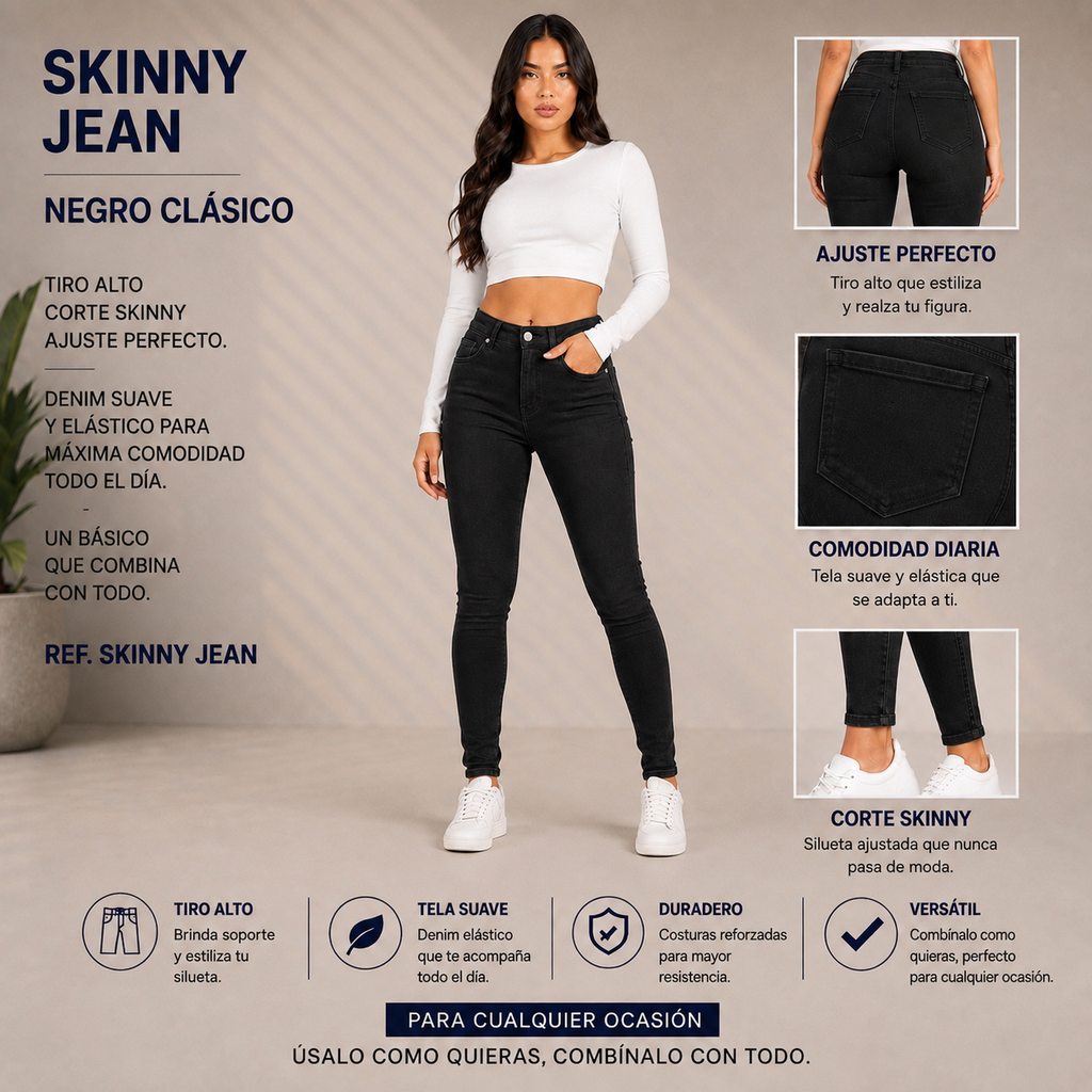 JEAN PARA DAMA SKINNY CLÁSICO REF. 101-1