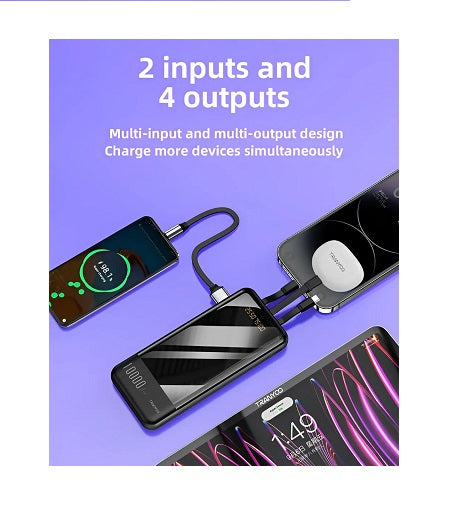 POWER BANK 10000 mAh CABLES INTEGRADOS